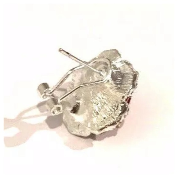 Sculpted Rose & Crystal Earrings - Picture 6 of 6